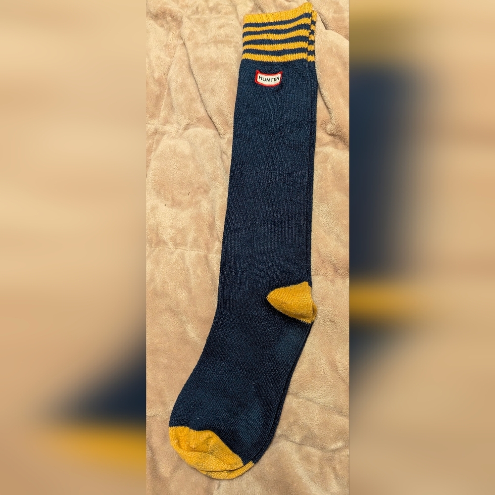 Hunter Long Socks Blue With Yellow Stripes